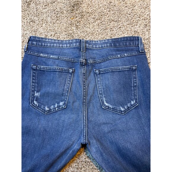 AMO High-Rise Twist Sweetheart Stretch Denim Split Ankle Skinny Blue Wash Jeans - Picture 10 of 11